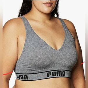 Puma Adjustable Strap Athletic Exercise Sports Bra Gray Black Size M